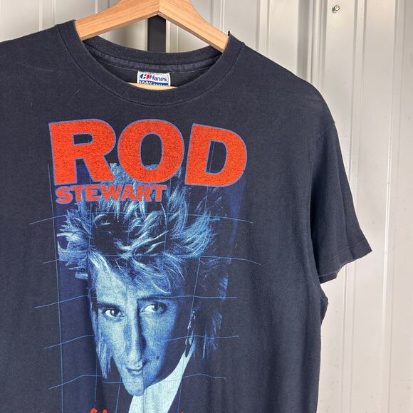 Rod Stewart 1984 Camouflage Tour Canada Dry Vintage Large Band Tee - Picture 2 of 6